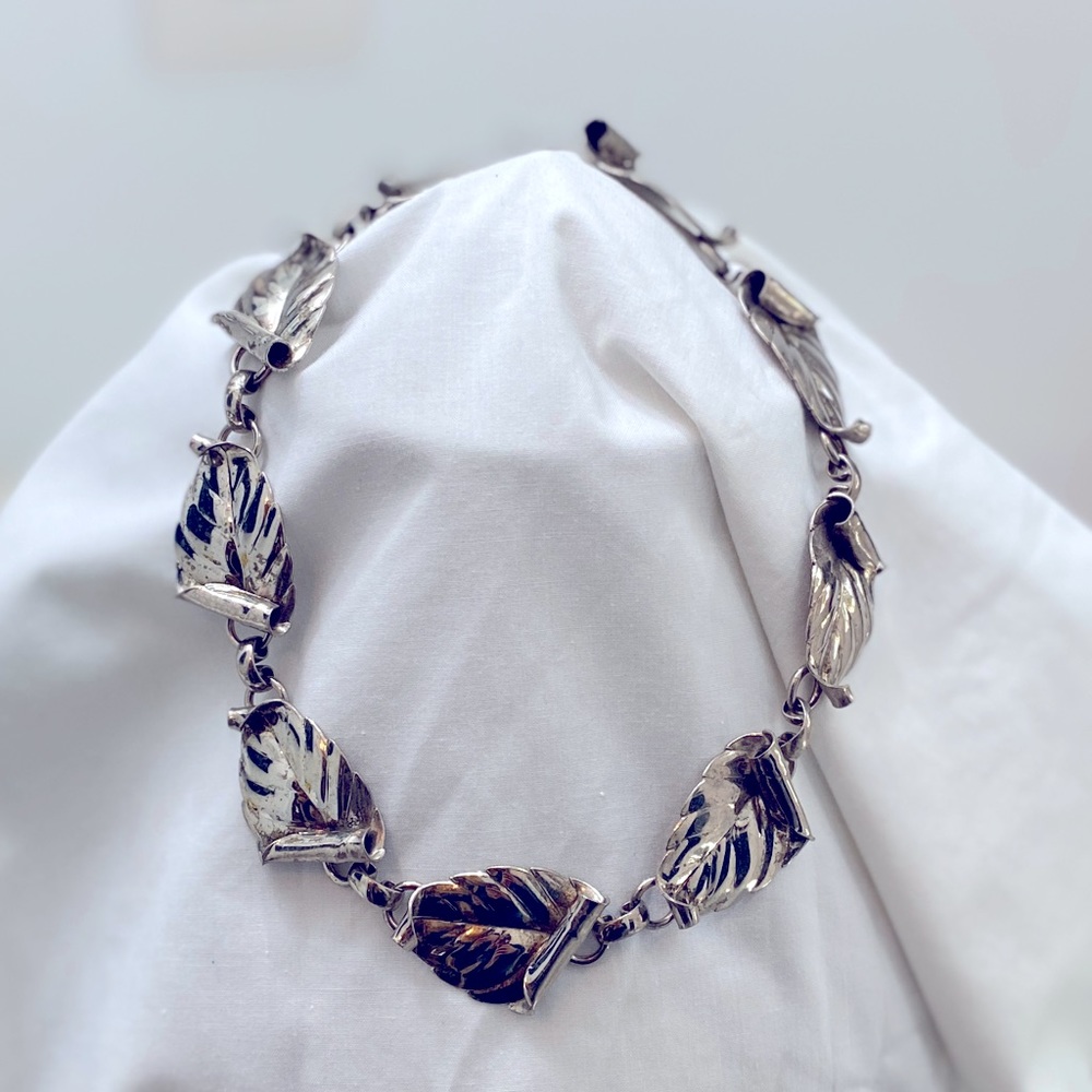 Vintage art deco silver choker, Old Crest sterling